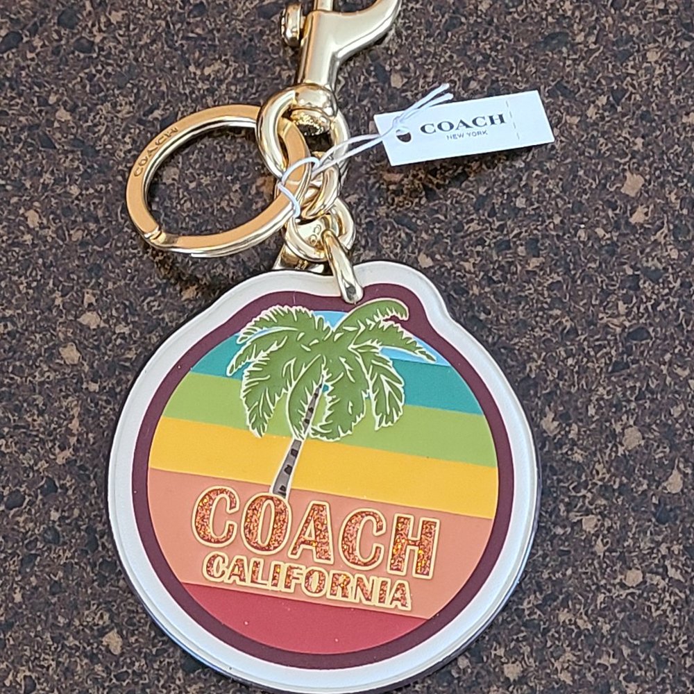 Coach Leather California Bag Charm Key Ring NEW